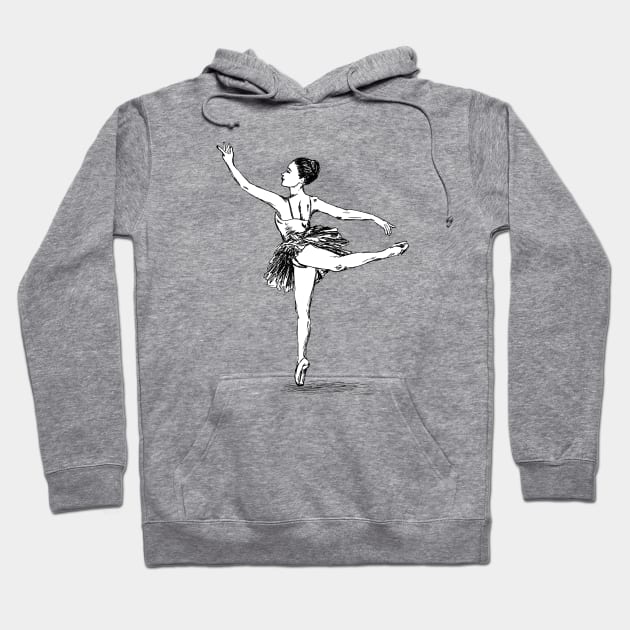 Ballerina illustration Hoodie by rachelsfinelines